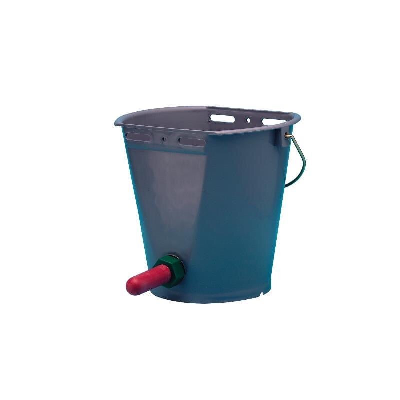 Plastic bucket with feeding teat